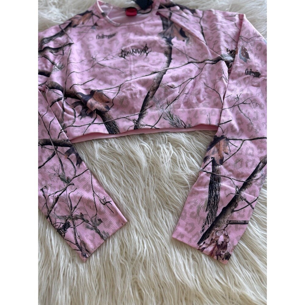 Civil Regime Concrete Forest Seamless Top Baby Pink Real Leopard Camo XL - Picture 5 of 12